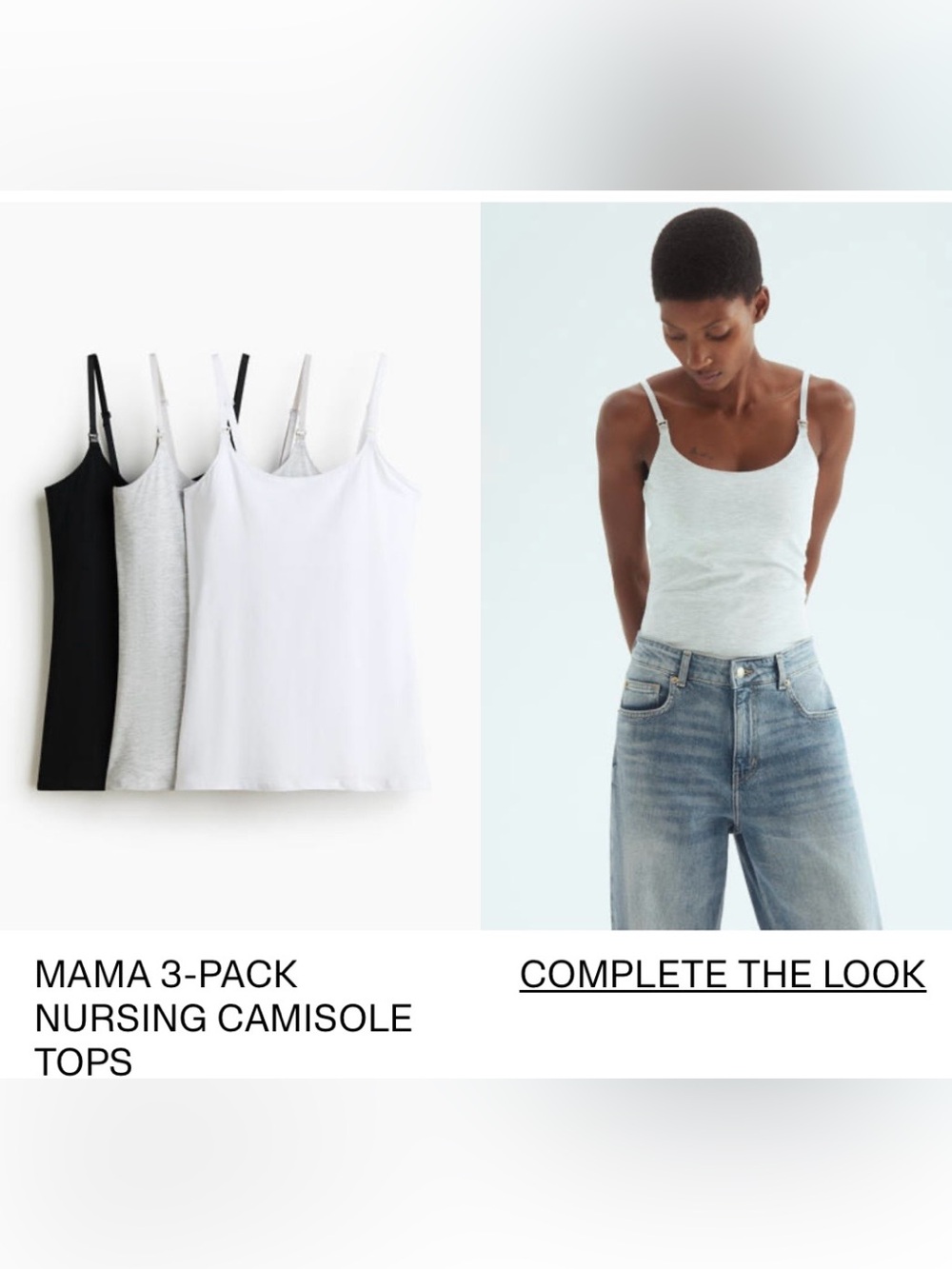 3 Pack H&M Mama Nursing Breastfeeding Camisole Tops - Picture 4 of 4